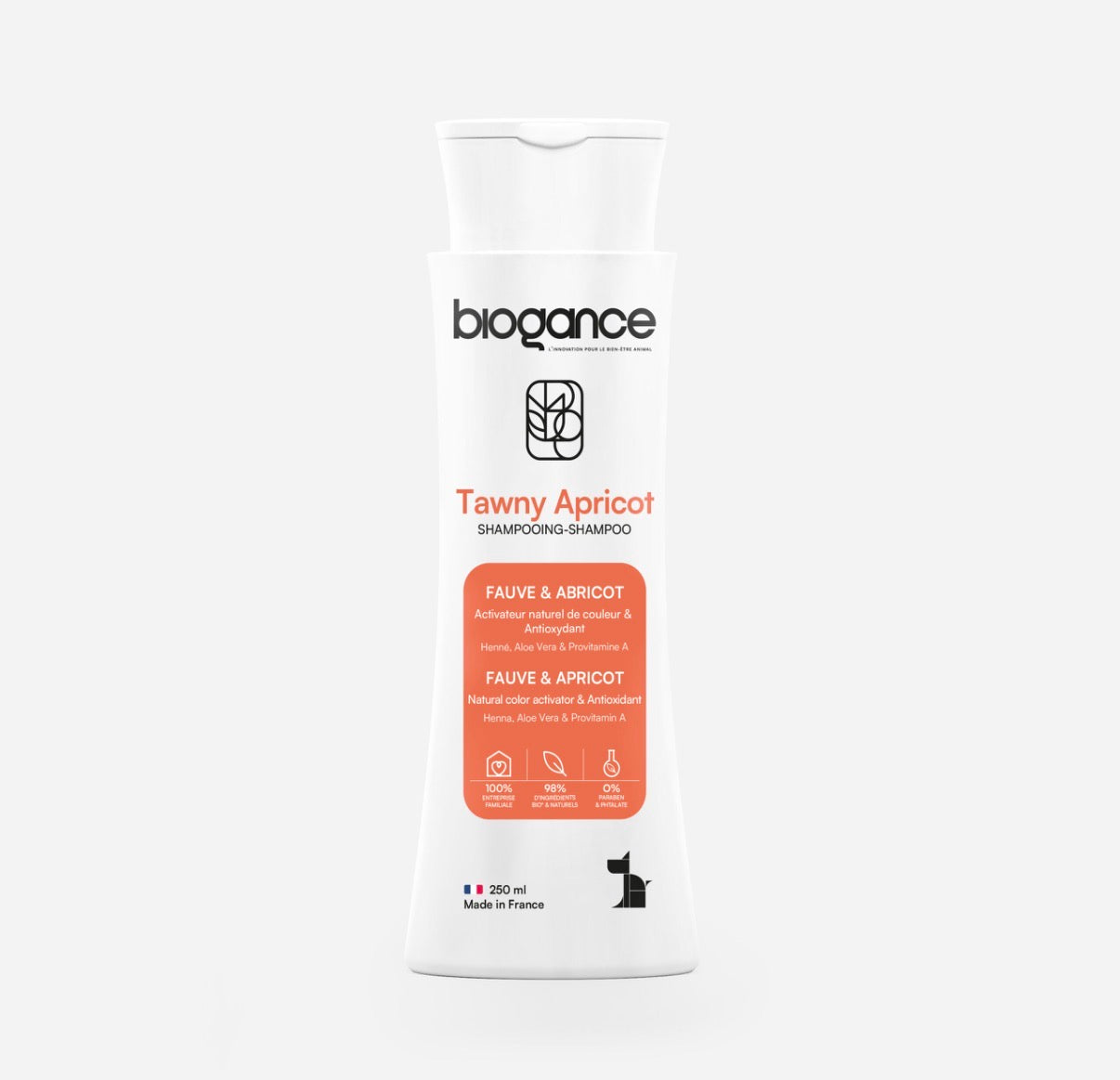 Shampoing pour chien pelage clair & fauve Tawny Apricot – Ravive la couleur & hydrate – Biogance