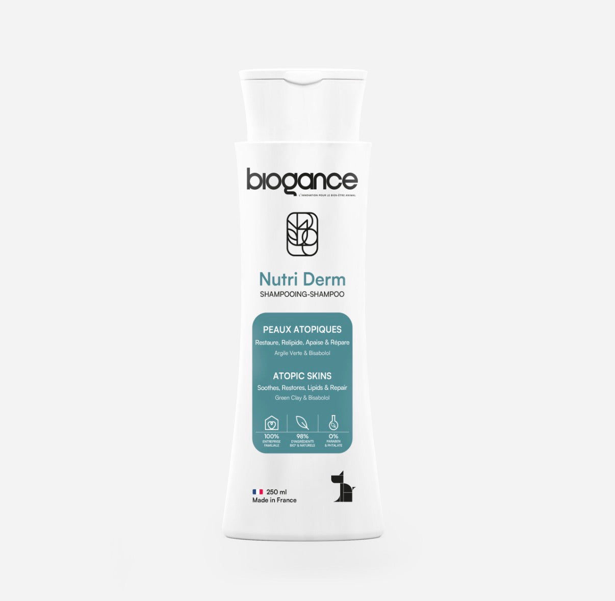 Shampoing pour chien à peau atopique Nutri Derm – Apaise & hydrate les peaux sensibles – Biogance