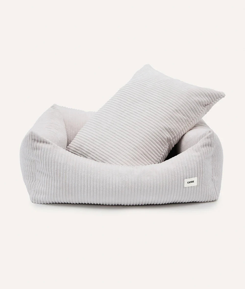 Lit pour chien en velours côtelé blanc, Snozy