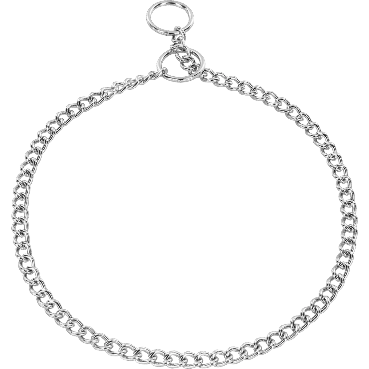 Collier, maillons ronds - acier chromé