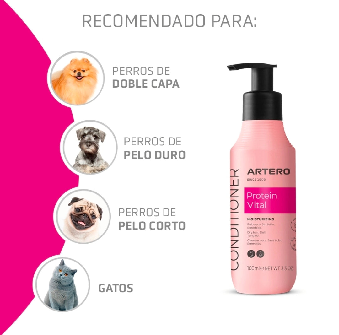Artero Protein Vital après-shampooing hydratant pour chiens et chats (100 ml - 3,3 oz)